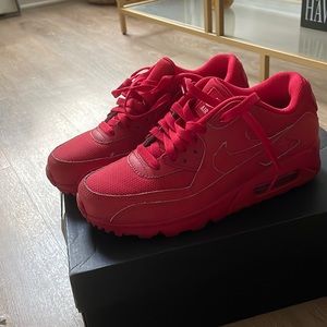 All red Nike air maxes